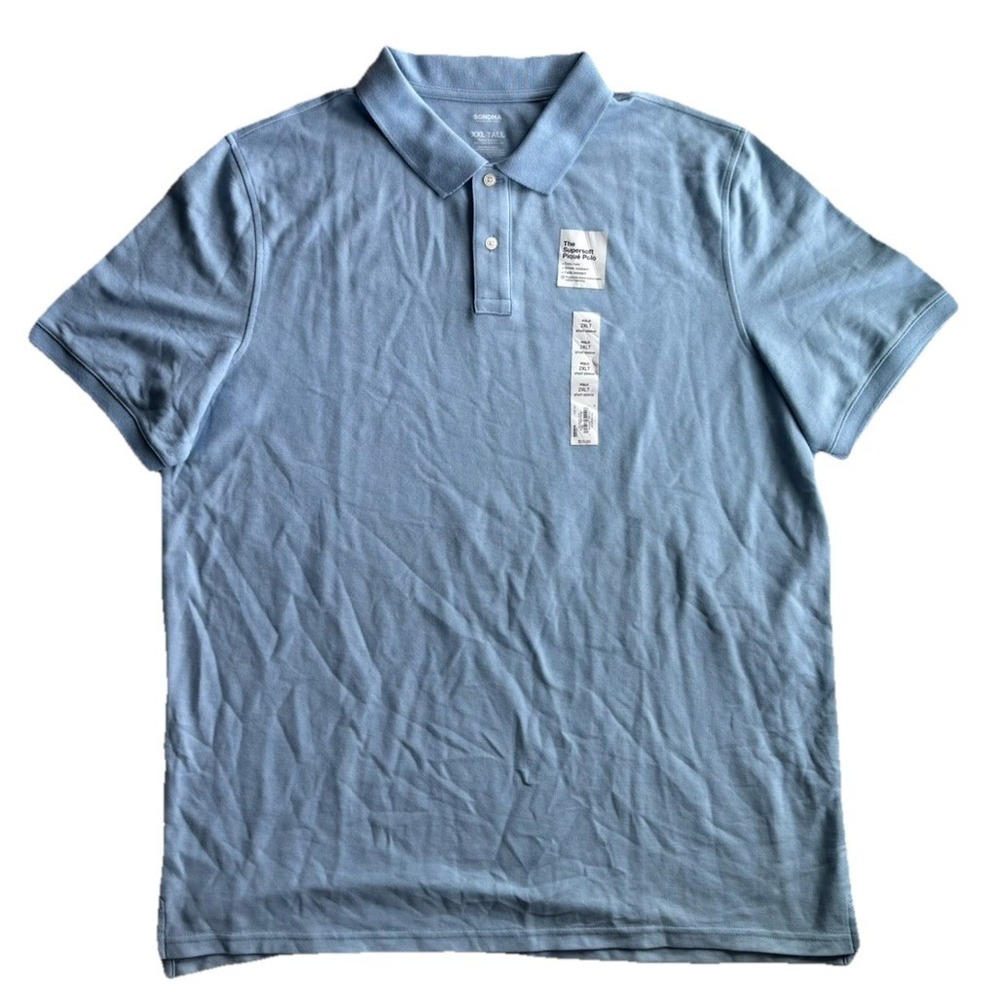 Mens Blue Sonoma Polo Golf Business Casual Church Short Sleeve Work Shirt 2XLT